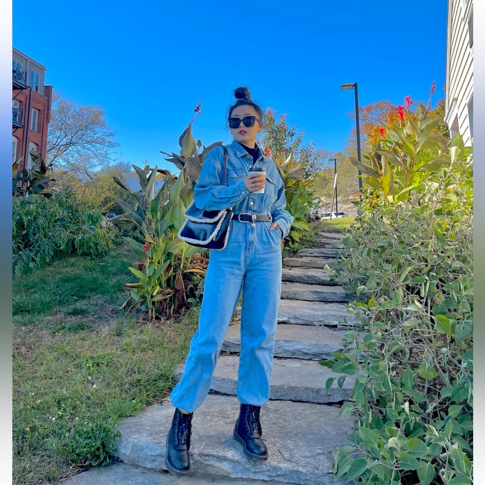 Casual fit Blue Denim jumpsuit